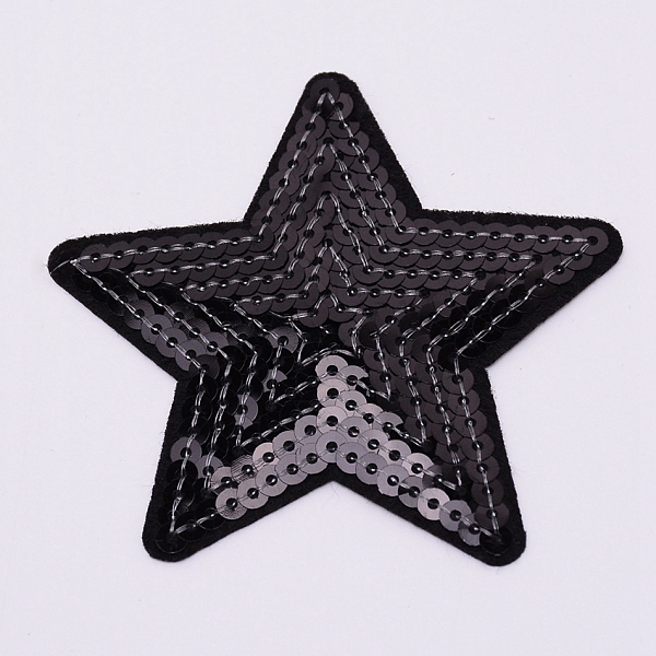 

PandaHall Embroidery Thread Sew on Hot Melt Glue Blankets Cloth, with Paillette, Cloth Accessories, Appliques, Star, Black, 7.7x8.2x0.15cm...