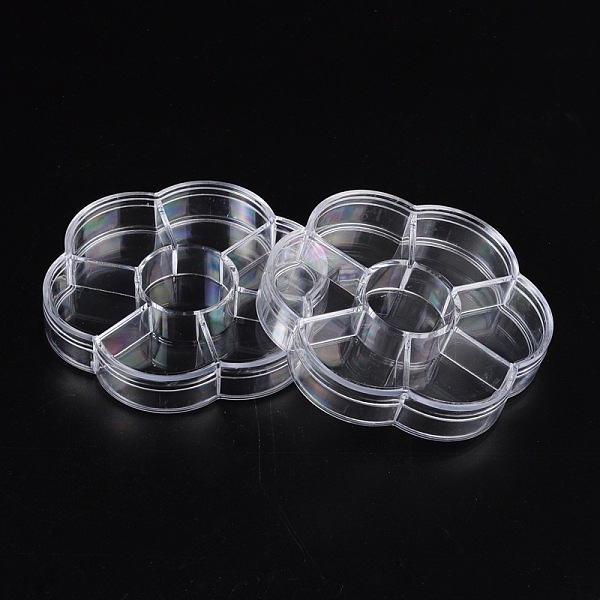 

PandaHall Plastic Bead Containers, Jewelry Box for Nail Art Decoration, Flower, Clear, 7 Compartments, about 10.5cm long, 9.2cm wide, 2cm...