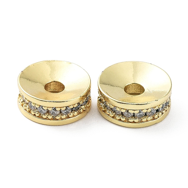 

PandaHall Rack Plating Brass Micro Pave Clear Cubic Zirconia Beads, Long-Lasting Plated, Flat Round, Golden, 10x4mm, Hole: 2.5mm Brass+Cubic...
