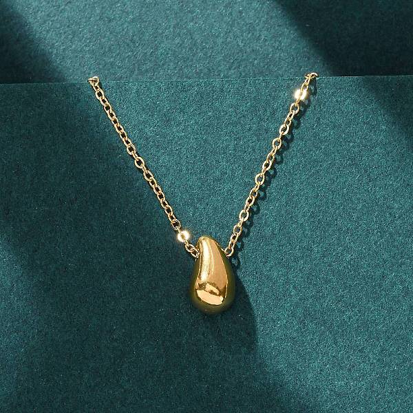 304 Stainless Steel Teardrop Pendant Cable Chain Necklaces for Women