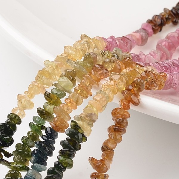 

PandaHall Chip Natural Tourmaline Bead Strands, Grade A+, 3~4x4~5mm, Hole: 1mm, about 15.7 inch Tourmaline Chip