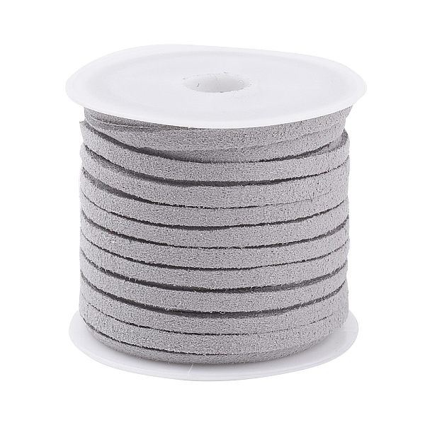 

PandaHall Faux Suede Cord, Faux Suede Lace, Light Grey, 3x1.5mm, about 5.46 yards(5m)/roll Faux Suede Gray