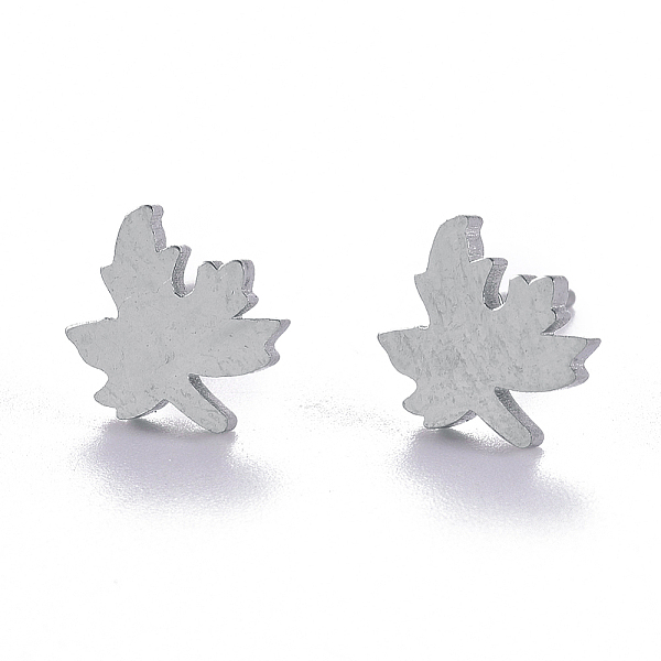 

PandaHall Autumn Theme Unisex 304 Stainless Steel Stud Earrings, Maple Leaf, Stainless Steel Color, 8.5x7.5mm, Pin: 1mm 304 Stainless Steel
