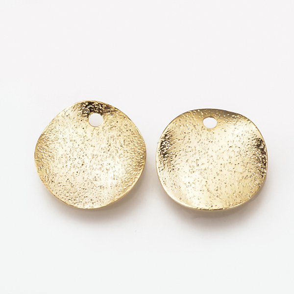 

PandaHall Brass Charms, Textured, Flat Round, Golden, 12x0.5mm, Hole: 1mm Brass Flat Round