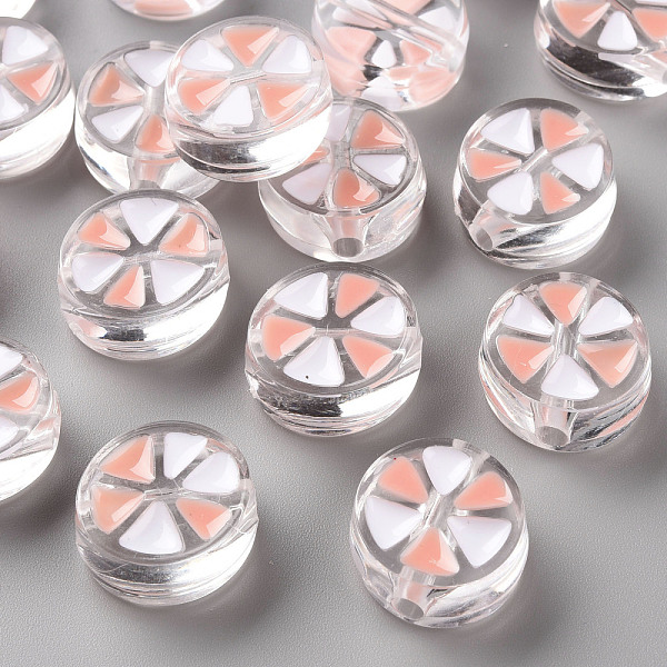 

PandaHall Transparent Enamel Acrylic Beads, Flat Round with Triangle, Dark Salmon, 20x9mm, Hole: 3.5mm Acrylic Flat Round