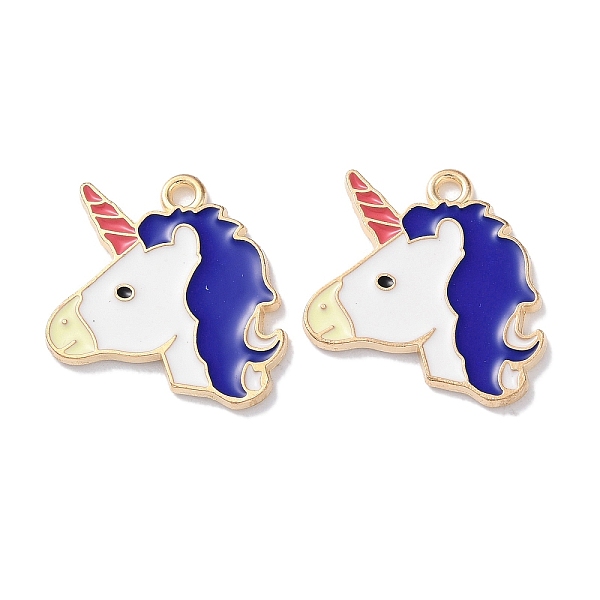 

PandaHall Alloy Enamel Pendants, Golden, Animals Theme Charm, Unicorn, 21x19.5x1mm, Hole: 1.8mm Alloy+Enamel Unicorn