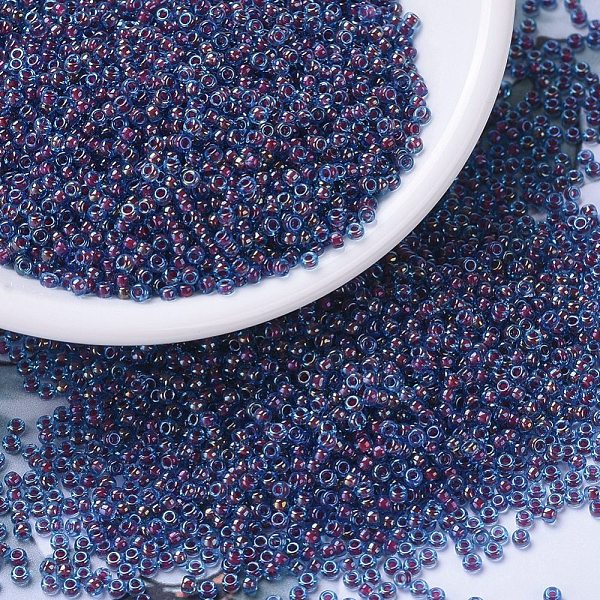 

PandaHall MIYUKI Round Rocailles Beads, Japanese Seed Beads, 11/0, (RR346) Matte Transparent Olive AB, 2x1.3mm, Hole: 0.8mm, about..., Blue