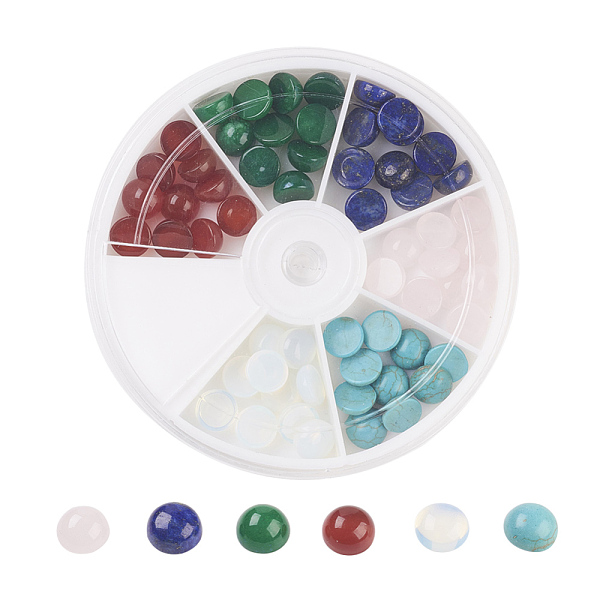 

PandaHall Natural & Synthetic Mixed Gemstone Cabochons, Half Round/Dome, 8x4~5mm, 60pcs/box Mixed Stone Half Round