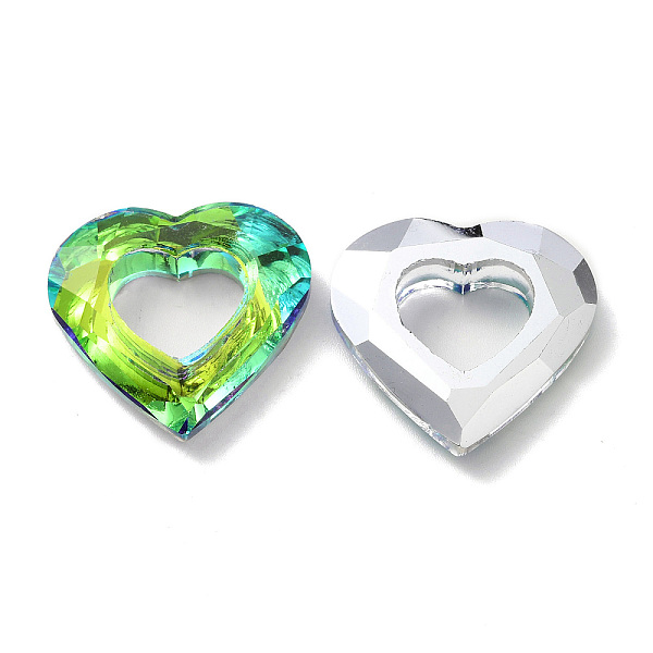 

PandaHall Electroplated Glass Pendants, Back Plated, Faceted Heart Charms, Lawn Green, 24.5x26x6mm, Hole: 11x13mm Glass Heart