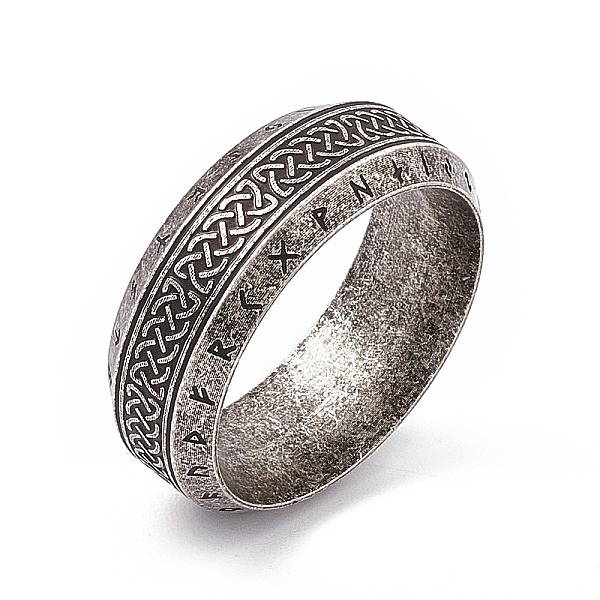 

PandaHall 304 Stainless Steel Sailor's Knot Finger Ring, Rune Words Odin Norse Viking Amulet Jewelry for Women Men, Antique Silver, Inner...