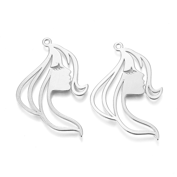 

PandaHall Alloy Jewelry Pendants, Girl, Platinum, 43.5x29x1mm, Hole: 1.5mm Alloy Human