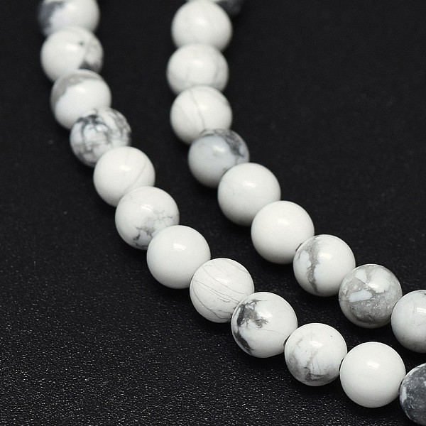 

PandaHall Natural Howlite Beads Strands, Round, 4mm, Hole: 0.6mm, about 88~91pcs/strand, 15.2~15.5 inch(38.5~39.5cm) Howlite Round