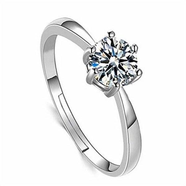 

PandaHall 6 Claw Solitaire Cubic Zirconia Rings, Brass Finger Rings, Flat Round, Clear, Platinum, Inner Diameter: 17mm Brass+Cubic Zirconia...