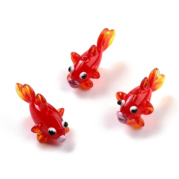 

PandaHall Handmade Lampwork Beads, Goldfish, Red, 28x15.5x16mm, Hole: 1.7mm Lampwork Fish Red