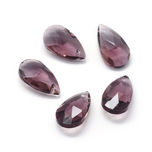 

PandaHall Faceted Glass Pendants, Teardrop, Rosy Brown, 15x9.5x5.5mm, Hole: 1mm Glass Teardrop Brown