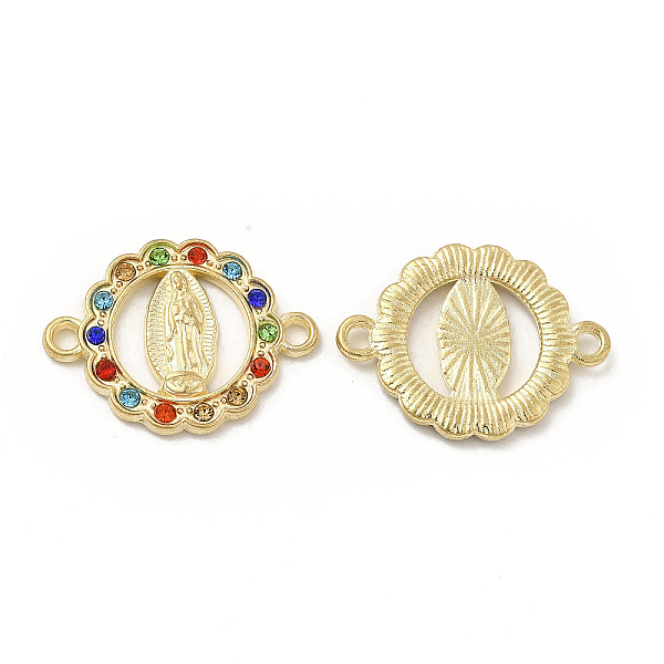 

PandaHall Flat Round Alloy Connector Charms, Religion Virgin Mary Links, with Colorful Rhinestone, Nickel, Golden, 20x17x2mm, Hole: 1.6mm..., Multicolor