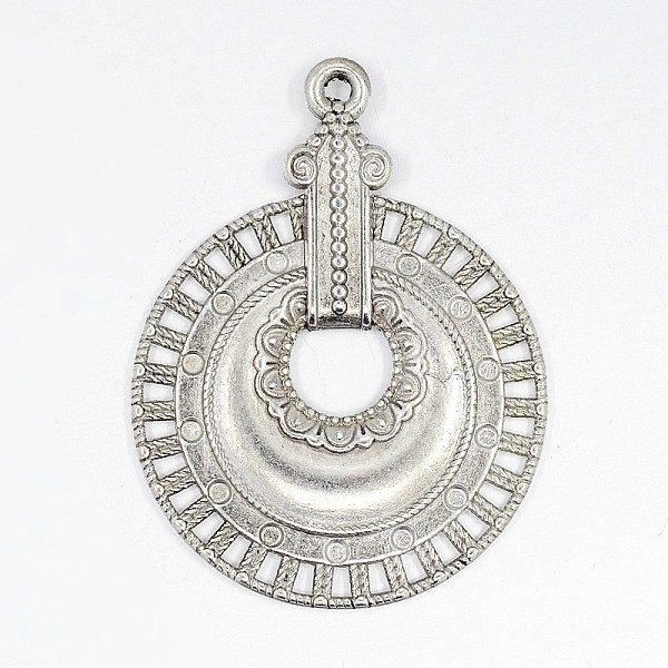 

PandaHall Alloy Pendants, Lead Free and Cadmium Free, Flat Round, Antique Silver, 40x30x2mm, Hole: 1.5mm Alloy Flat Round
