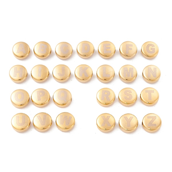 

PandaHall Vacuum Plating 304 Stainless Steel Beads, Flat Round with Letter A~Z, Golden, 12x5mm, Hole: 2mm, 26pcs/set 304 Stainless Steel...