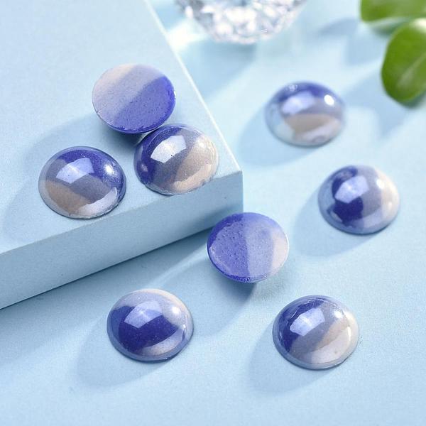 

PandaHall Opaque Glass Cabochons, Stripe Pattern, Half Round, Colorful, 12x4.5mm Glass Half Round