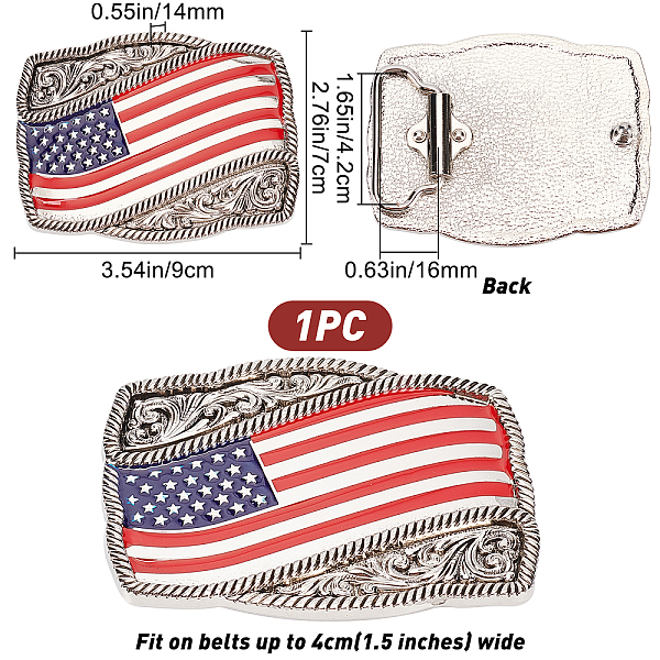 

PandaHall GORGECRAFT Vintage Belt Buckles for Men Simple Heavy Duty Alloy Reversible Replacement American Flag Design Western Cowboy Belt...