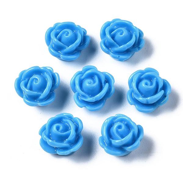 

PandaHall Opaque Resin Beads, Rose Flower, Deep Sky Blue, 9x7mm, Hole: 1mm Resin Flower Blue
