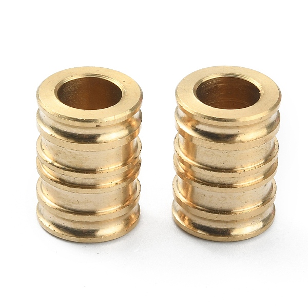 

PandaHall Groove Column Shaped Brass Beads, for EDC Knife String Pendant Parachute String Tool, Golden, 14x10mm, Hole: 6mm Brass Column