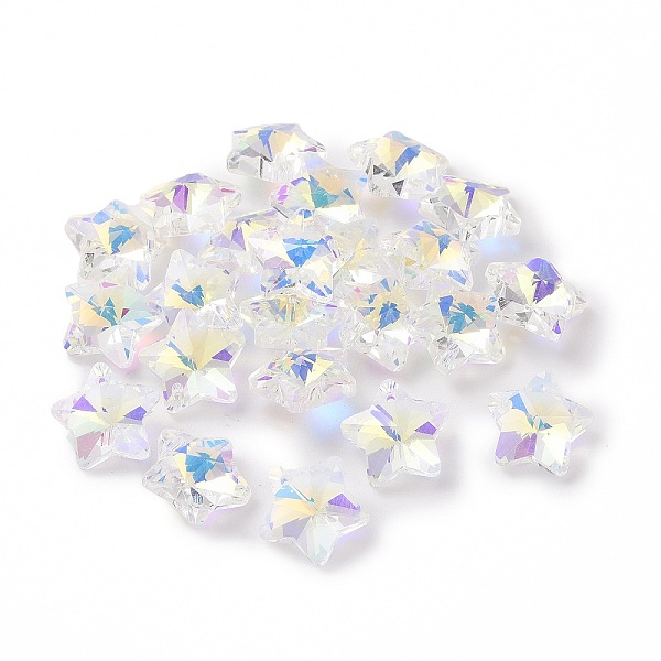 

PandaHall Electroplate Glass Charms, Faceted, Star, Clear AB, 13x13.5x7mm, Hole: 1.2mm Glass Star White