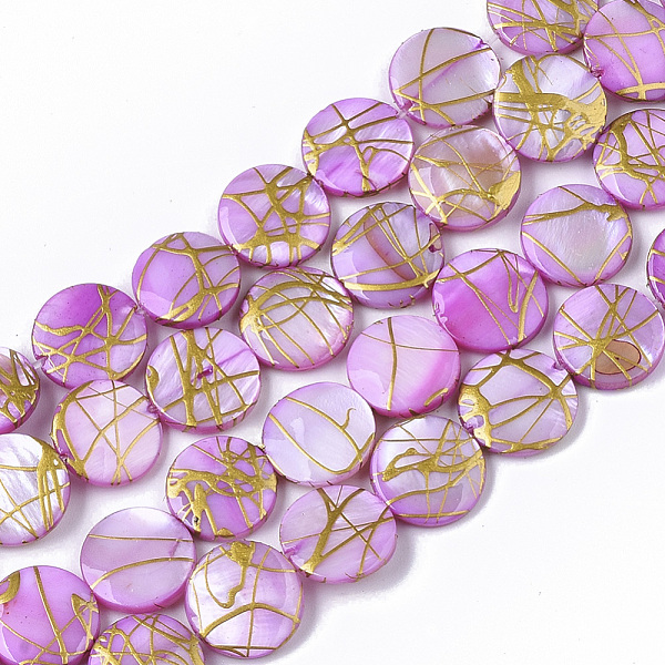 

PandaHall Drawbench Freshwater Shell Beads Strands, Dyed, Flat Round, Medium Orchid, 10.5~11.5x2~3mm, Hole: 1mm, about 32pcs/Strand, 14.17..., Purple