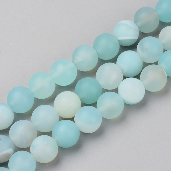 

PandaHall Natural Sardonyx Beads Strands, Frosted, Dyed & Heated, Round, Pale Turquoise, 10mm, Hole: 1mm, about 38pcs/strand, 14.96 inch..., Cyan