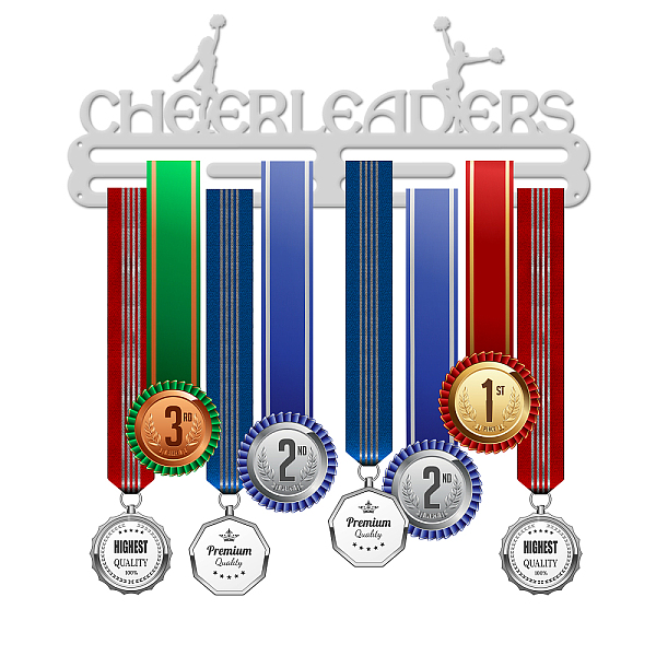 

PandaHall Sports Theme Iron Medal Hanger Holder Display Wall Rack, with Screws, Cheerleader Pattern, 150x400mm Iron Sports