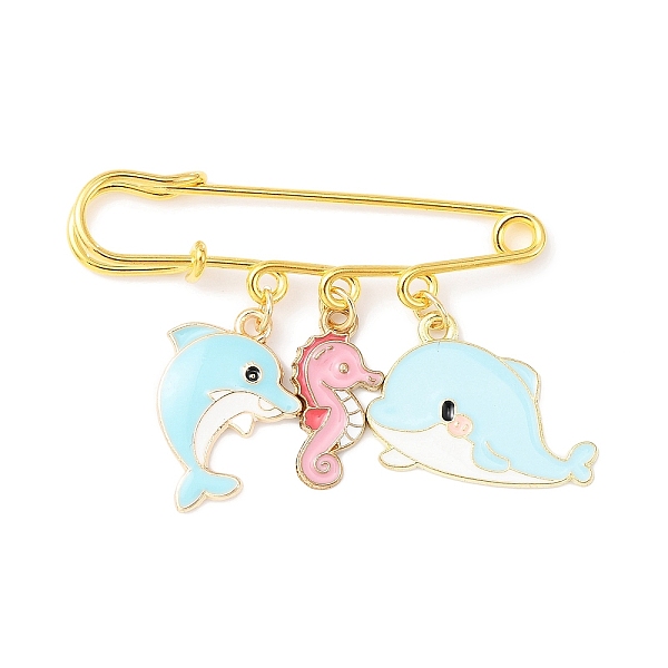 

PandaHall Sea Animal Alloy Enamel Charm Brooches, Brass Kilt Pins, Whale/Sea Horse/Dolphin, for Women, Golden, 38.5x50.5x6mm Alloy+Enamel...