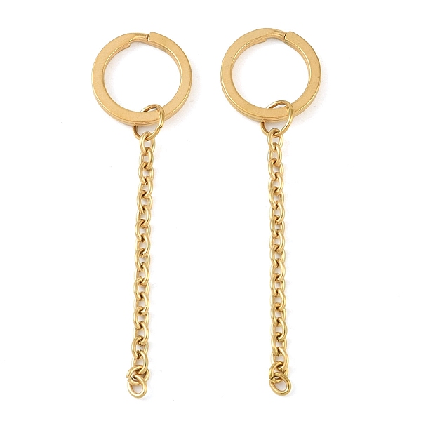 

PandaHall Ion Plating(IP) 304 Stainless Steel Split Key Ring Clasps, For Keychain Making, with Extended Cable Chains, Golden, 74.5mm, Ring...