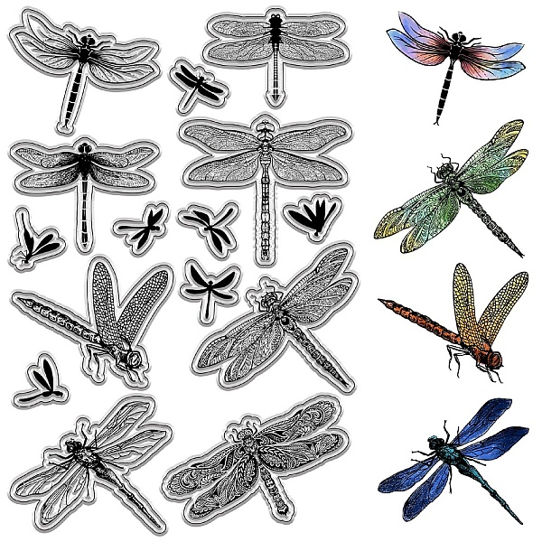 

PandaHall CRASPIRE Dragonfly Clear Stamps Animal Rubber Stamps Reusable Background Postmark Transparent Silicone Stamp Seals for Journaling...