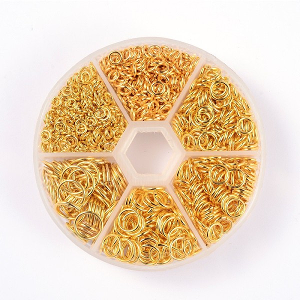 

PandaHall 1 Box Open Jump Rings Brass Jump Rings, Golden, 18~22 Gauge, 4~10x0.6~1mm, about 110g/box Brass