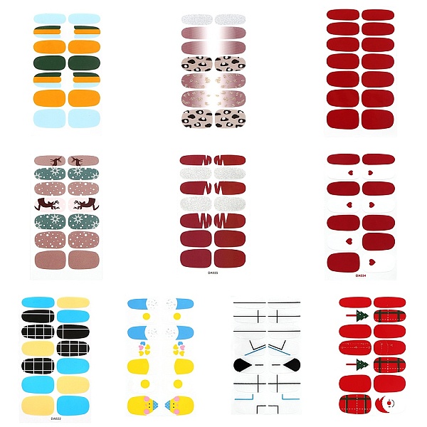PandaHall Full Cover Nail Art Stickers, Self-adhesive, For Nail Tips Decorations, Mixed Color, 10x5.5cm, 10 Sheets/Set Paper Multicolor