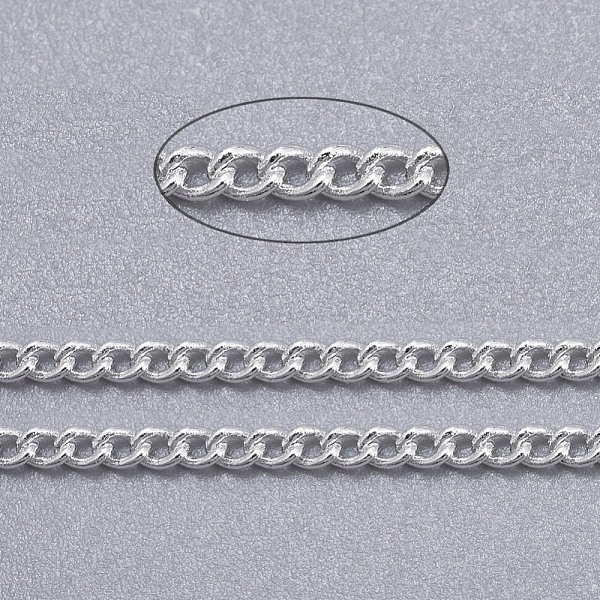 

PandaHall Brass Twisted Chains, Curb Chains, Unwelded, with Spool, Cadmium Free & Lead Free, Silver Color Plated, 2x1.5x1mm, about 301.83...