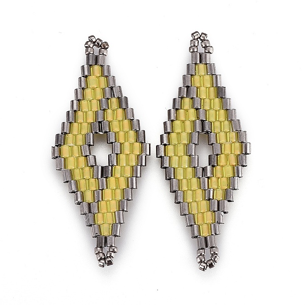 

PandaHall MIYUKI & TOHO Handmade Japanese Seed Beads Links, Loom Pattern, Rhombus, Light Khaki, 40.7~42x16.4~17x1.7~1.9mm, Hole: 1.2~1.4mm...