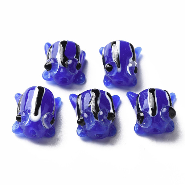 

PandaHall Handmade Lampwork Beads, Frog, Blue, 14.5~15.5x11~13x9mm, Hole: 1.2mm Lampwork Frog Blue