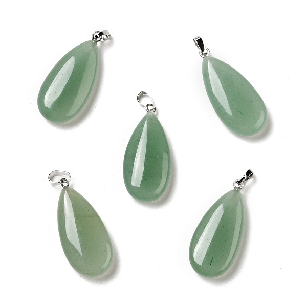 

PandaHall Natural Green Aventurine Pendants, with Platinum Tone Brass Findings, Teardrop, 33x15x7~7.5mm, Hole: 5x3.5mm Green Aventurine...