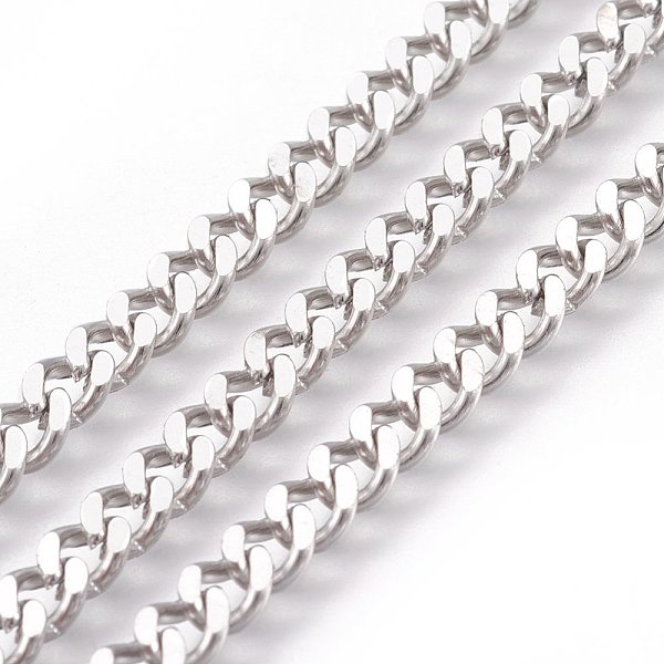 

PandaHall 304 Stainless Steel Twisted Chains Curb Chain, Unwelded, for Men's Chain Necklace Making, with Spool, Stainless Steel Color...