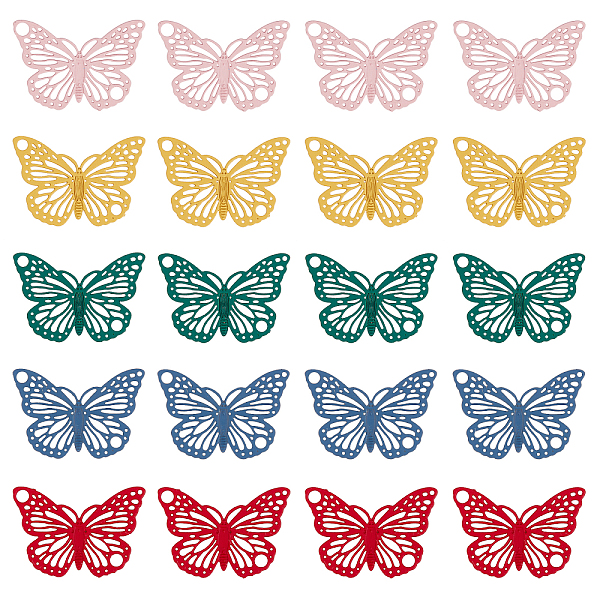 

PandaHall CHGCRAFT 30Pcs 5 Colors Spray Painted Alloy Pendants, Butterfly, Mixed Color, 13x19x0.2mm, Hole: 1.6mm, 6pcs/color Alloy Butterfly..., Multicolor