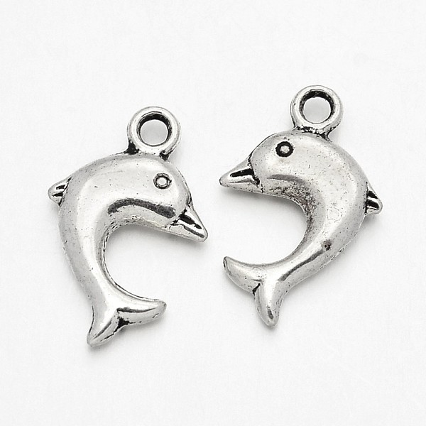 

PandaHall Dolphin Tibetan Style Alloy Pendants, Lead Free & Cadmium Free, Antique Silver, 21x14x4mm, Hole: 2mm, about 555pcs/1000g Alloy...