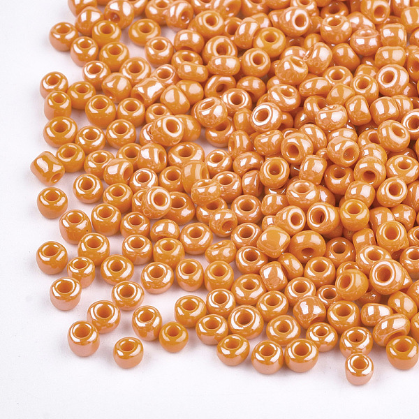 PandaHall (Repacking Service Available) Glass Seed Beads, Opaque Colors Lustered, Round, Dark Orange, 12/0, 2mm, Hole: 1mm, about 12g/bag...