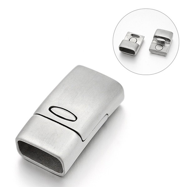 

PandaHall Matte 304 Stainless Steel Rectangle Magnetic Clasps with Glue-in Ends, Stainless Steel Color, 29x15.5x10mm, Hole: 13x7mm 304...