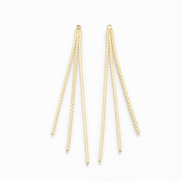 

PandaHall Brass Chain Tassel Big Pendants, Nickel Free, Real 18K Gold Plated, 62x3mm, Hole: 1.2mm Brass