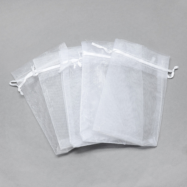 

PandaHall Organza Bags, Rectangle, White, 16x11cm Organza Rectangle White