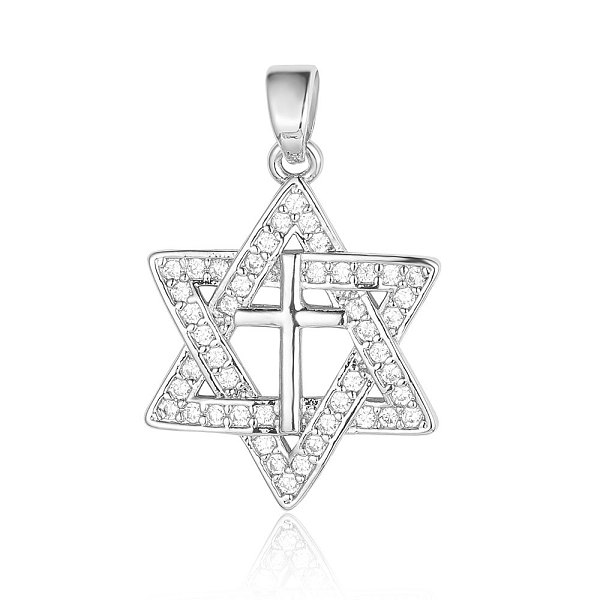 

PandaHall Brass Micro Pave Clear Cubic Zirconia Pendants, Star of David with Cross Charms, Platinum, 24x21x2.3mm Brass+Cubic Zirconia Star...