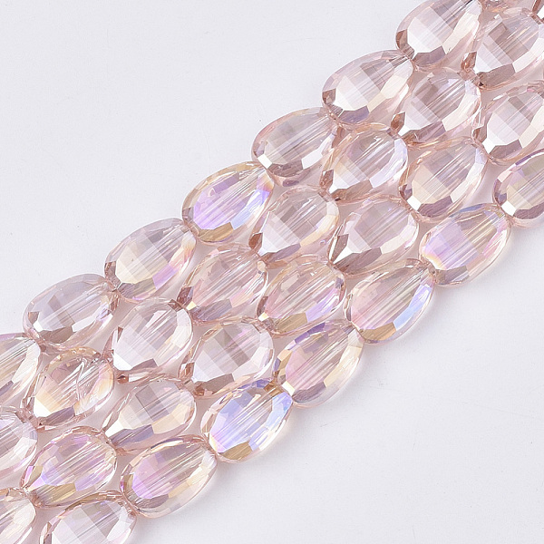 

PandaHall Electroplate Transparent Glass Beads Strands, AB Color Plated, Faceted, Teardrop, Pink, 8.5x6x3.5mm, Hole: 1mm, about 80pcs/strand...