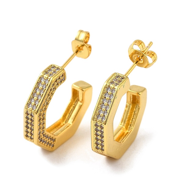 

PandaHall Brass Micro Pave Clear Cubic Zirconia Stud Earrings for Women, Letter C, Real 16K Gold Plated, 18.5x3.5mm Brass Letter C Clear
