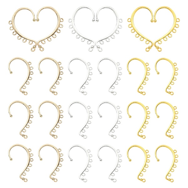

PandaHall 18Pcs 3 Colors Alloy Ear Cuff Findings, Climber Wrap Around Earring Findings, with Horizontal Loops, Long-Lasting Plated, Mixed...